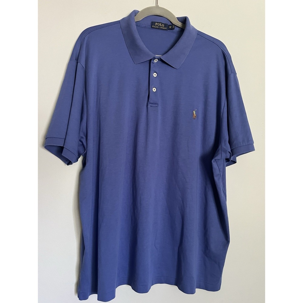 Polo Ralph Lauren 2XB Blue Pima Cotton Polo Shirt Short Sleeve Preppy Resort